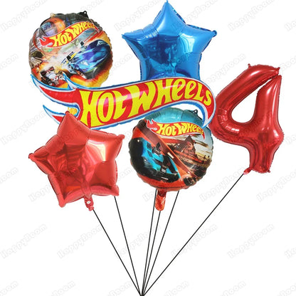 Balão Redondo Hot Wheels Decoração de aniversário com tema carro, 6 balões metalizados