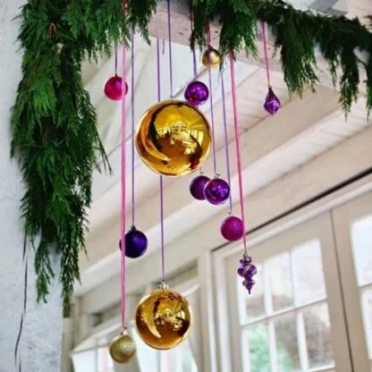 Bolas Natal Grandes Brilhantes, kit com 2 Bolas de Natal Rosa Brilhante Espelhada 15/25cm