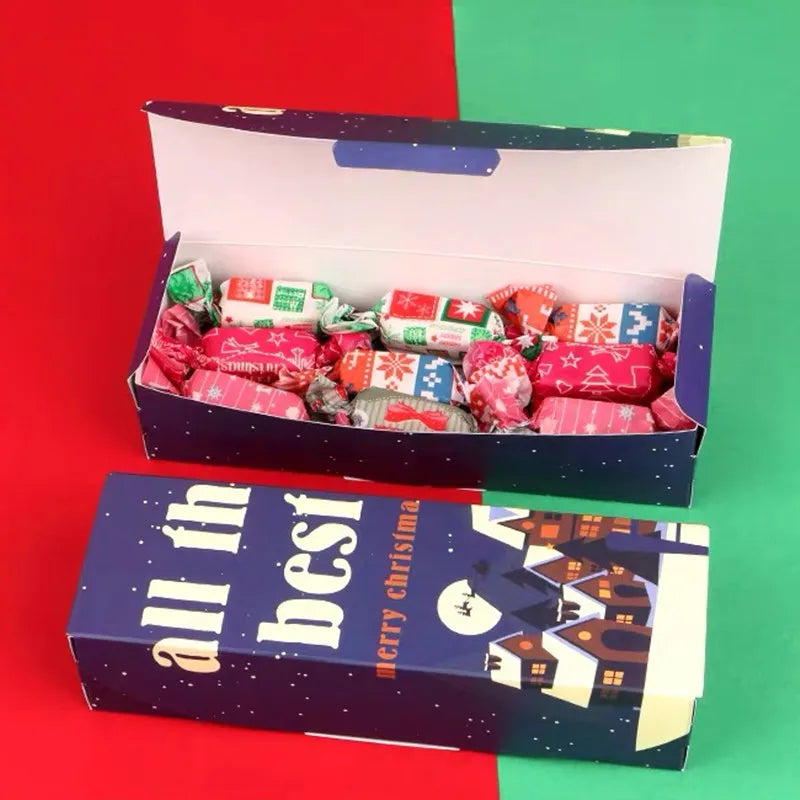 Caixa para Presentes e Doces Feliz Natal, de Papel Duplex e Tampa Visor Acetato