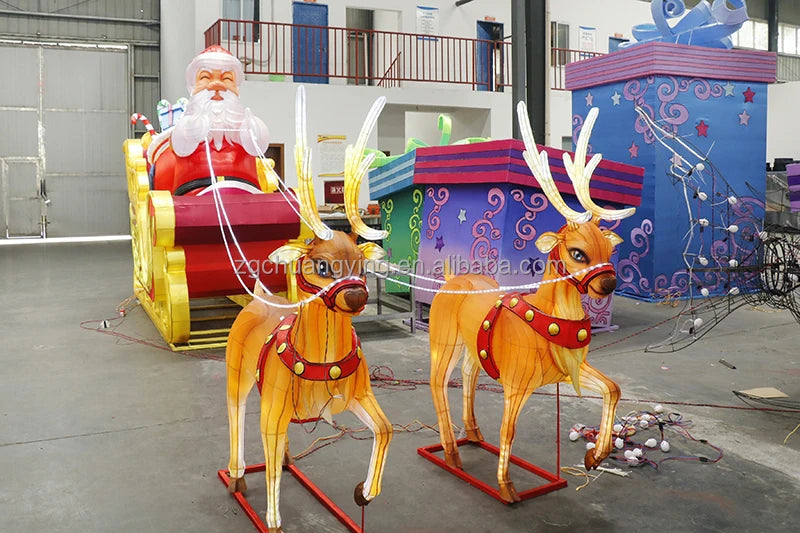 Papai Noel Treno com/ Saco de Presente 2 Renas shopping ao ar livre flash cervos ideias