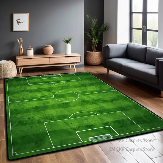 Tapete Campo de Futebol 3d Tapete de campo de futebol verde para quarto, sala de jogos