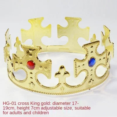 Coroa Rei Rainha Príncipe Princesa Plástica Ajustável Festa Com Rainha Dourada