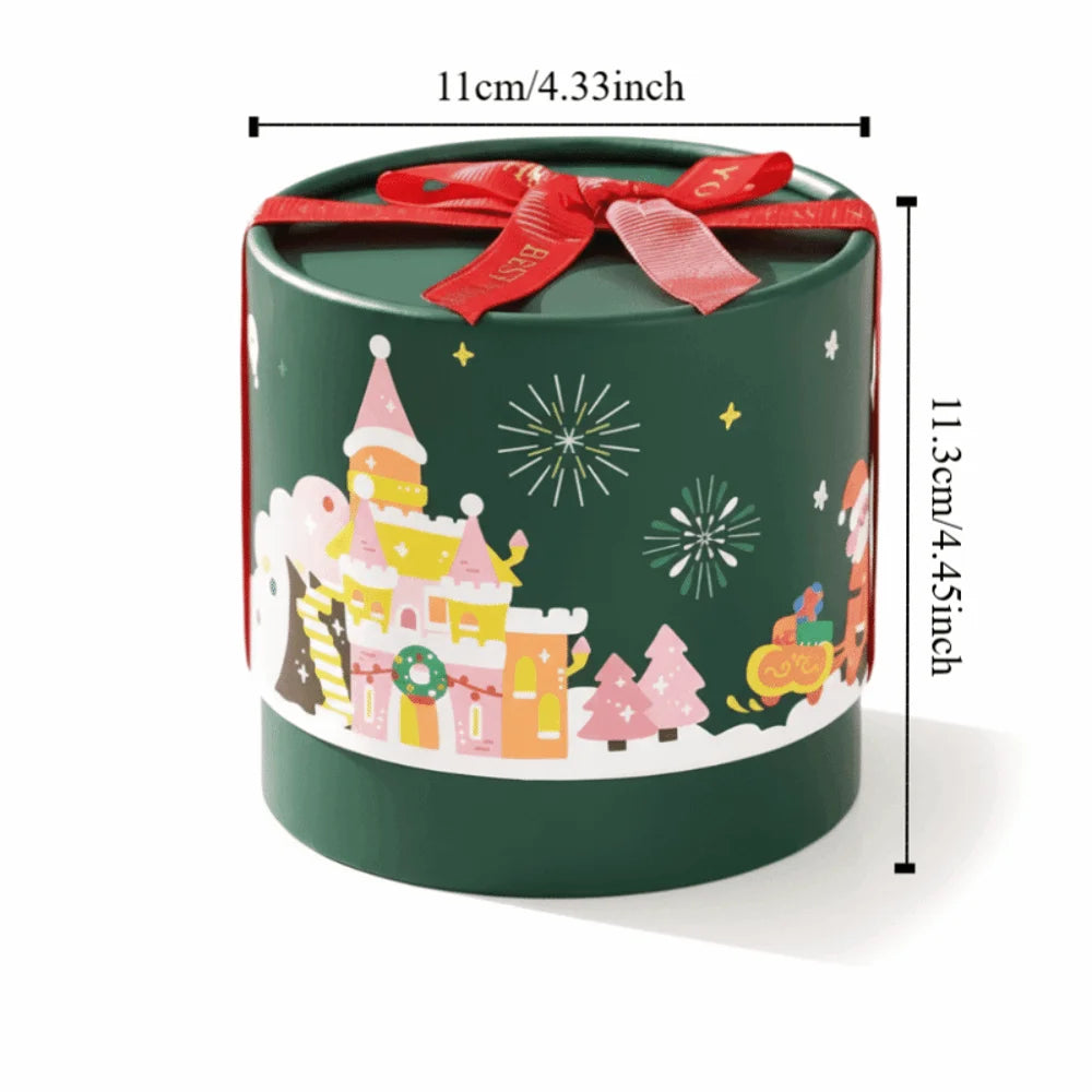 Caixa de Presente Cilíndrica de Doces de Natal, Embalagem Sobremesa Mousse Qualidade