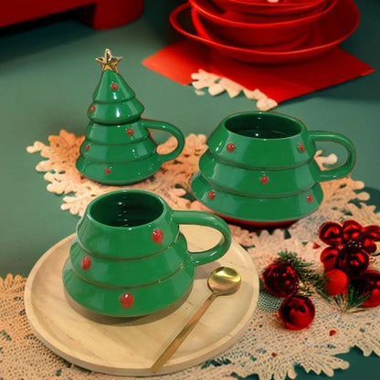 Caneca com Tampa Tree Magic Cerâmica 450ml - A\CASA - Verde Escuro