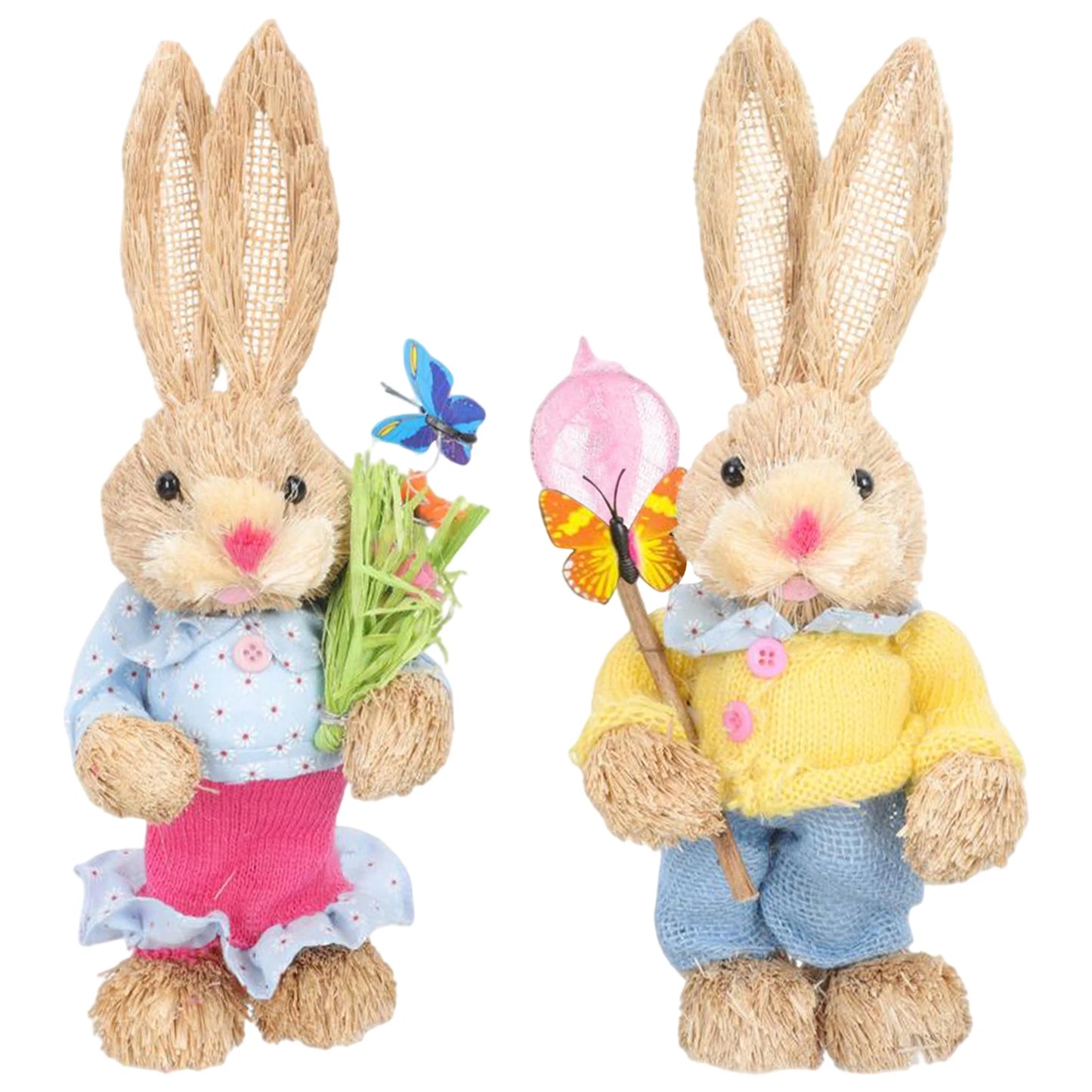 Casal De Coelhos De Páscoa Decoração Enfeite Coelhinhos - 35cm