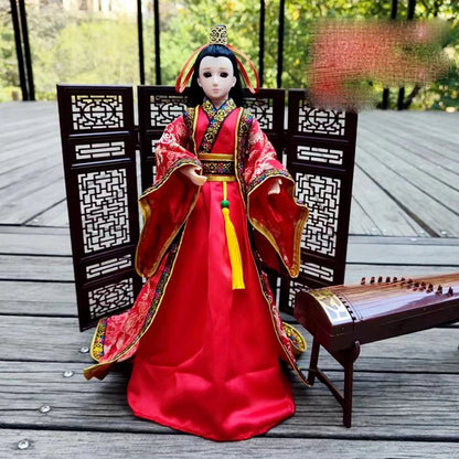 Boneca chinesa para menina, de boneca da Ásia com sapatos de suporte, cocar, boneca