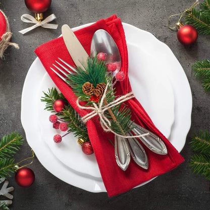 Palitos pinheiro artificiais frutas vermelhas fibra de vidro 10 peças de decoração de Natal