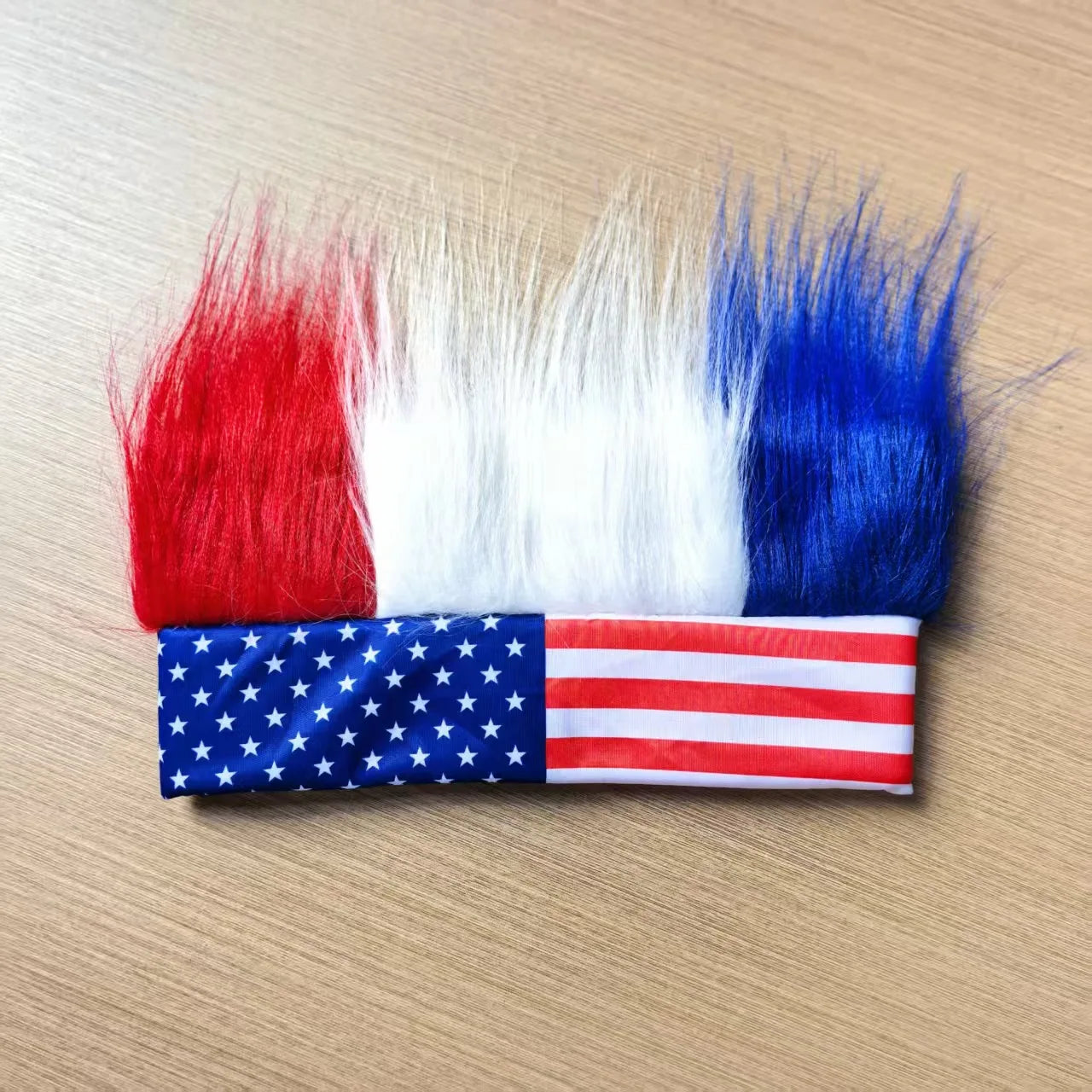 Peruca 1 peças Vermelho, Branco e Azul, Bandeira Patriótica dos EUA, Chapéu Futebol