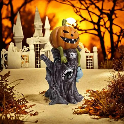 Estátua de toco de árvore de Halloween e  decoração de Halloween de resina