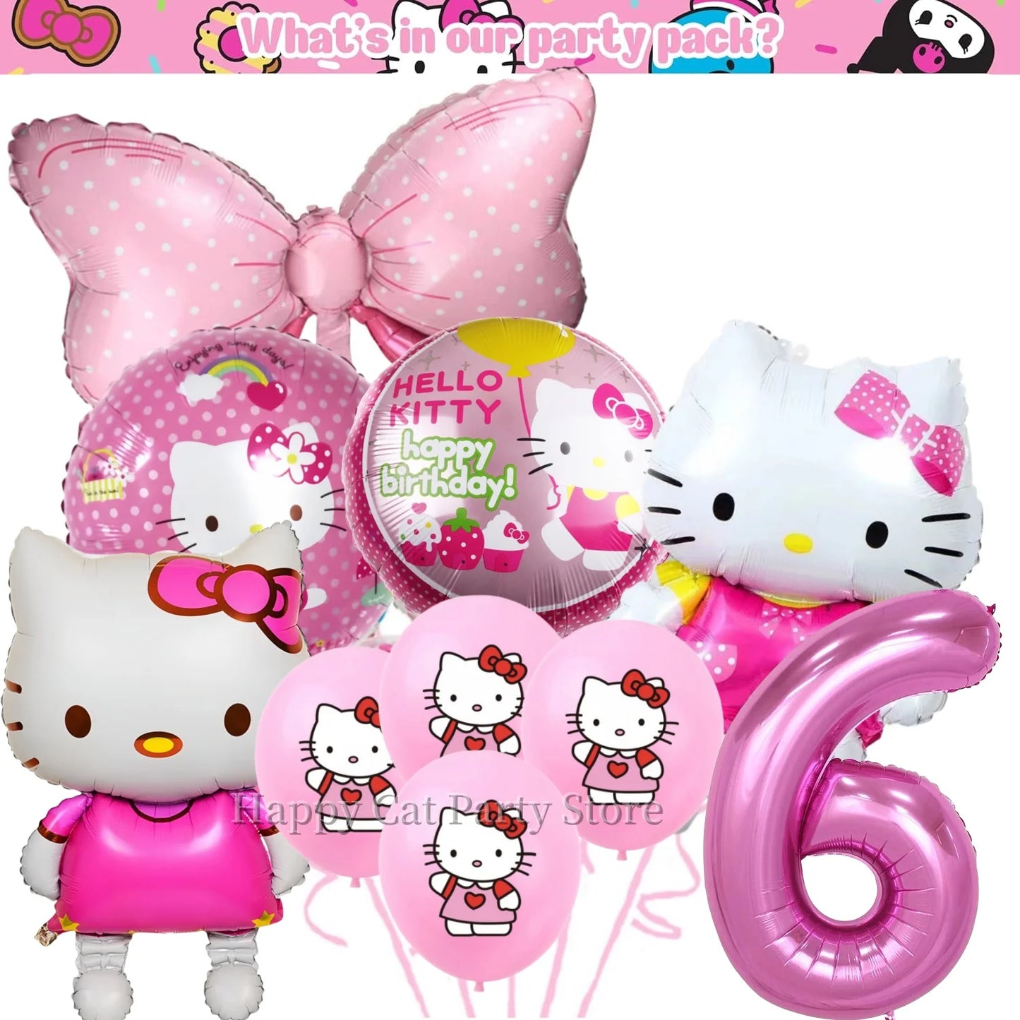 Kit de hello kitty para decoração de festa de aniversário de Kitt - 217 peças, incluindo top
