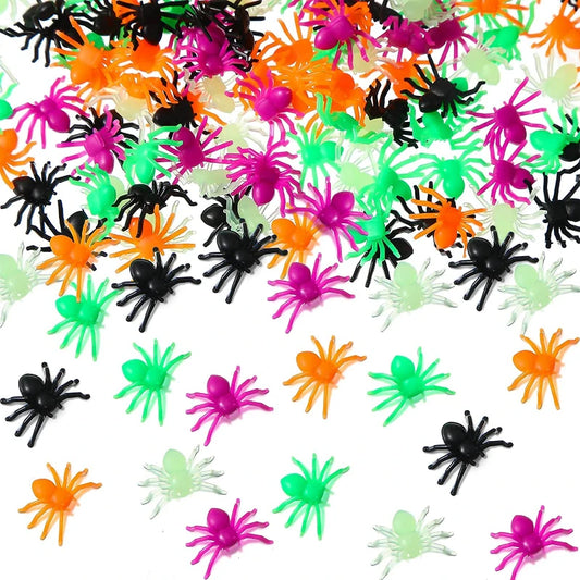 Aranhas Halloween Cores Misturadas 100 peças de aranhas falsas Halloween, mini aranha