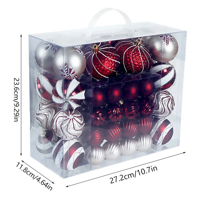 Bola de Natal 48 Peças de Enfeites de Bolas de Natal Criativos Vermelho Estilo Retrô