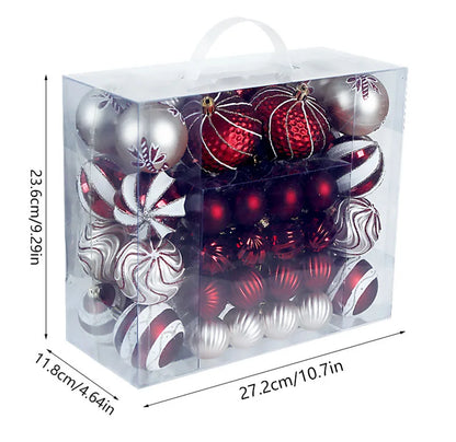 Bola de Natal 48 Peças de Enfeites de Bolas de Natal Criativos Vermelho Estilo Retrô
