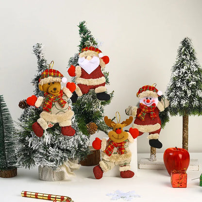 Kit Enfeites de Natal Boneco Sentado de Papai Noel Neve e Rena Decoração Natalina