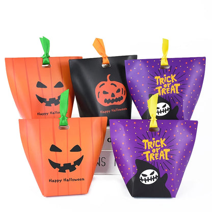 Bolsa de abóbora de Halloween, 10 peças, bolsa de doces, bolsa de doces divertida laranja