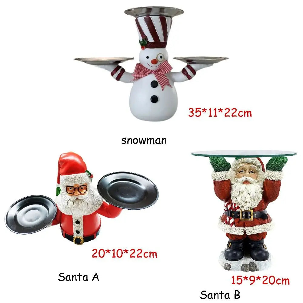 Suporte de Resina Mesa de Canto Papai Noel de Resina com Tampo de Vidro Design Toscano