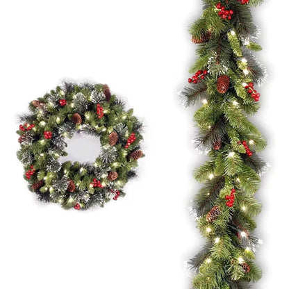 Decoração de Natal, Guirlanda Festão Aramado, 40cm e 60cm, Verde/Vermelho