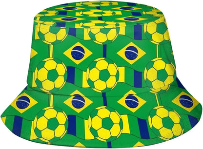 Chapéu Bucket Unissex com Estampa da Bandeira do Brasil, Estilo Pescador, Ideal Verão