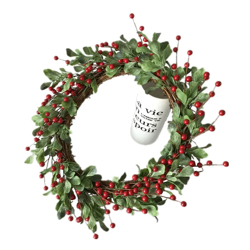 Guirlanda de flores de algodão seco, guirlanda de Natal, pingente de porta, decoração