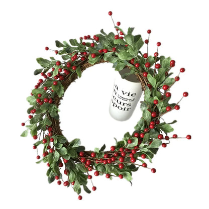 Guirlanda de flores de algodão seco, guirlanda de Natal, pingente de porta, decoração