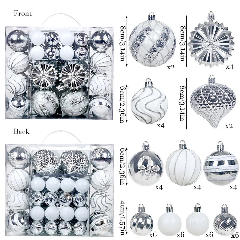 Bola de Natal 48 Peças de Enfeites de Bolas de Natal Criativos Vermelho Estilo Retrô