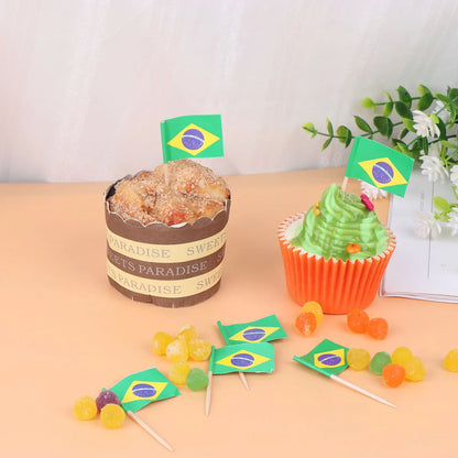 100 Pçs Bandeira Mexicana Enfeite De Bolo De Aniversário Decoração Em Miniatura