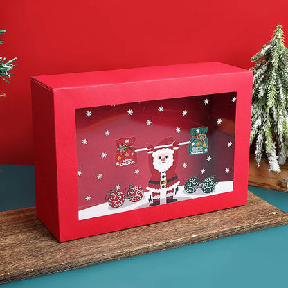 Caixa Pacote 1 Caixas de Biscoito de Natal Janela, Caixas de Presente de Papel Vermelho
