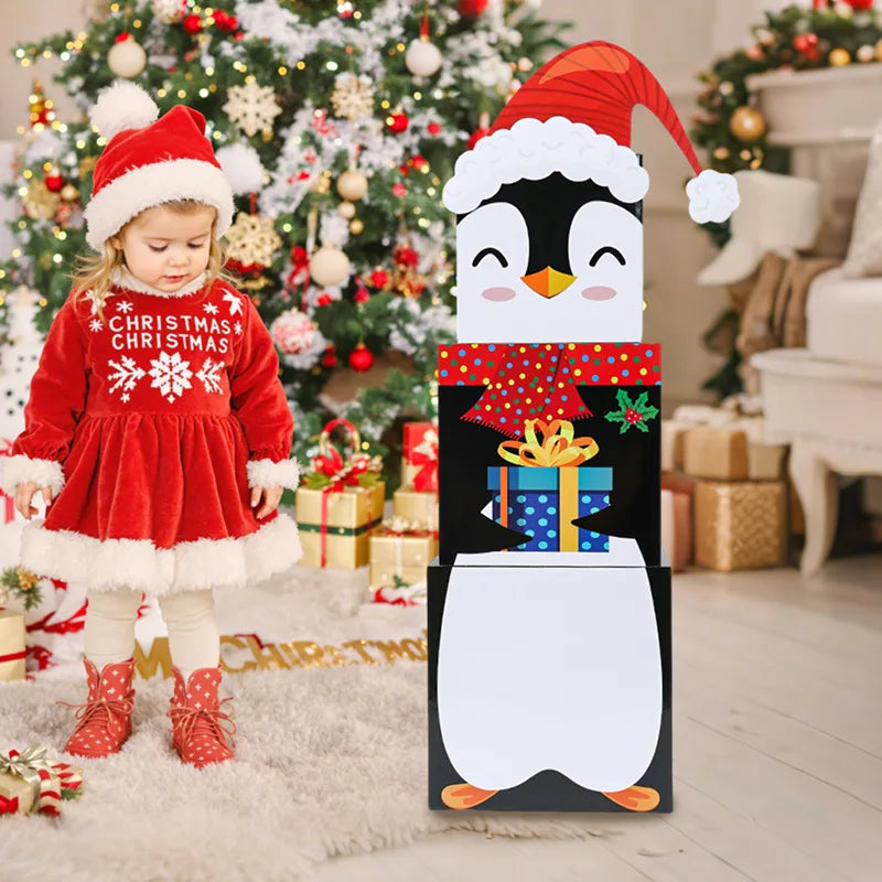 Caixas Empilhamento Feliz Natal 16 Caixas Empilháveis de Natal com Chapéus em 4 Designs