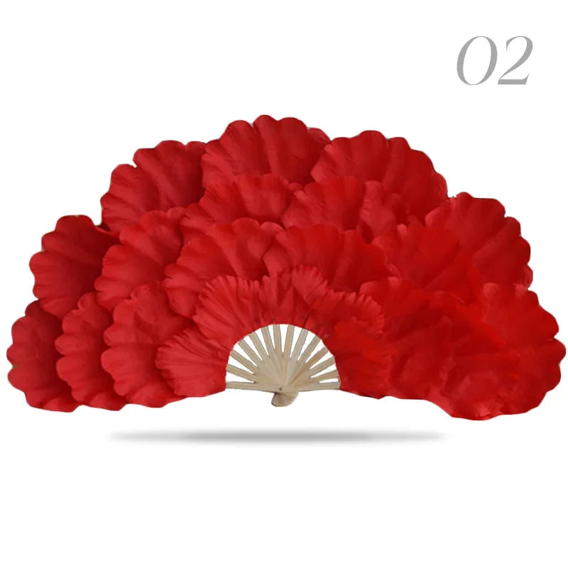 Leque Retrô Dobrável Peônia Flor Fã de seda dança, fã dança nacional, ventilador dobrável