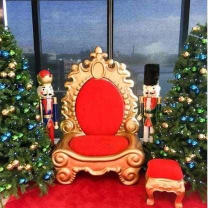 Cadeira de Trono de Natal para Shopping e Poltrona Trono Cadeira Papai Noel Natal Camurça
