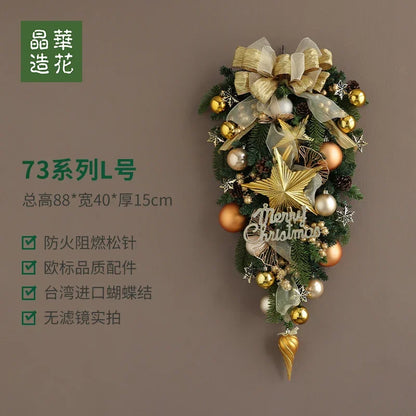 Guirlanda de Natal Nevada com Bolas Vermelhas, Pinhas e Azevinhos - Decoração Natalina