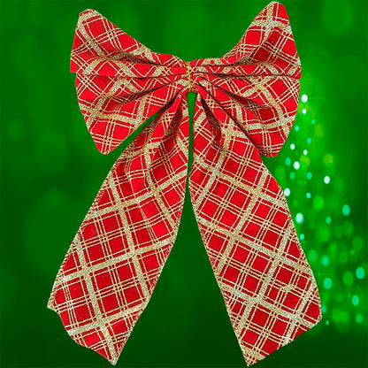 Kit Enfeite Árvore de Natal Laço, Lacinho Glitter Dourado para Decoração de Natal