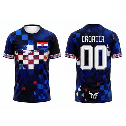 Camisa de futebol Croatia #00 Croatia Home Camiseta Esportiva Masculina Croácia 3D