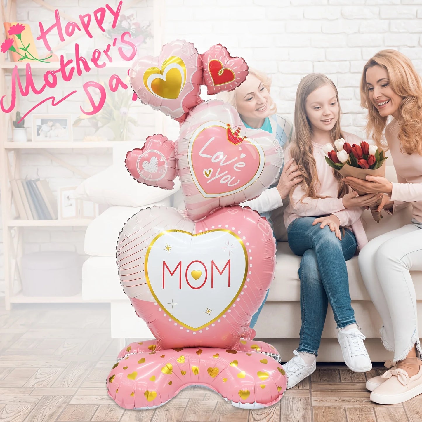 Balão de chão para o Dia das Mães - 2 unidades grandes de 112 cm x 39 cm, decoração