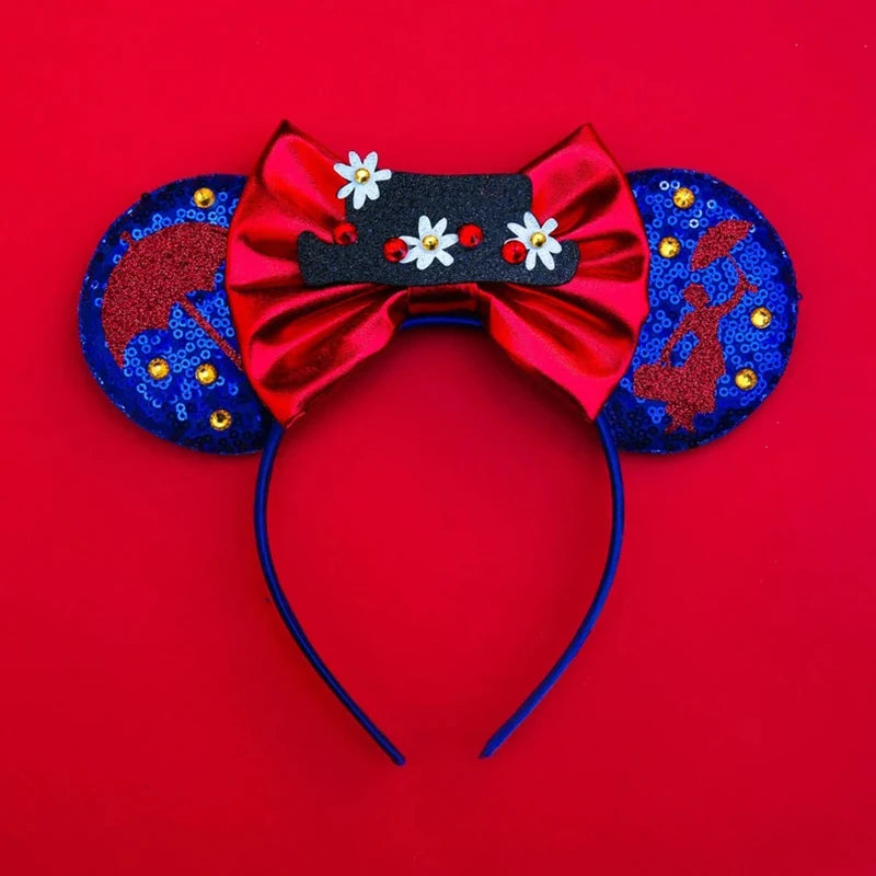 Tiaras Acessórios Disney orelha de rato com laço brilhante, Lantejoula de dupla celebração