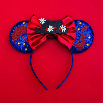 Tiaras Acessórios Disney orelha de rato com laço brilhante, Lantejoula de dupla celebração