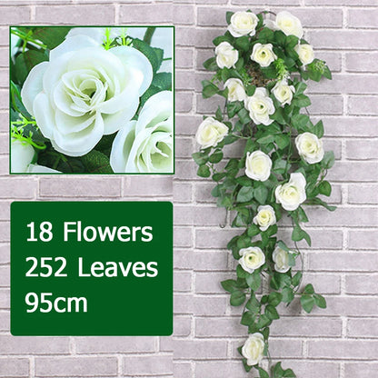 Flor artificial rattan planta falsa videira decoração rosas flores decoração interior