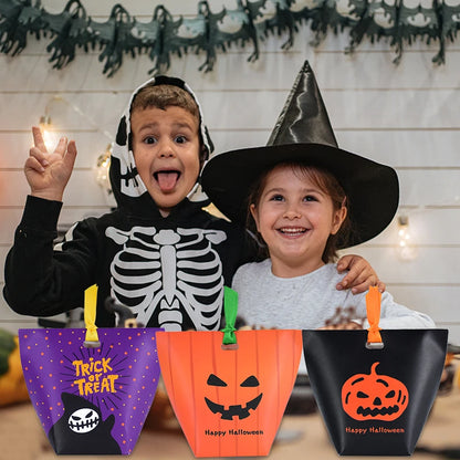Bolsa de abóbora de Halloween, 10 peças, bolsa de doces, bolsa de doces divertida laranja