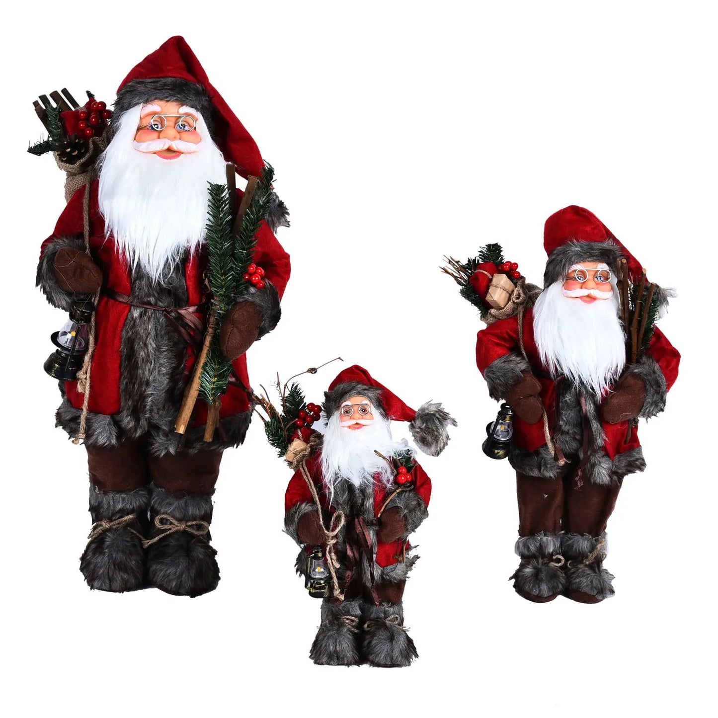 Boneco de Papai Noel em pé, enfeite de Natal para festa de Natal, lareira e férias 40cm
