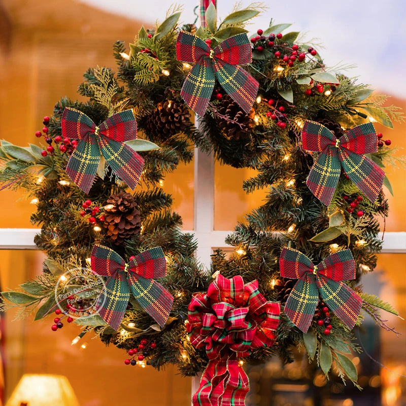 Kit 10/20 peças Laços Grande Vermelho com Telinha Decoração Árvore Guirlanda Natal