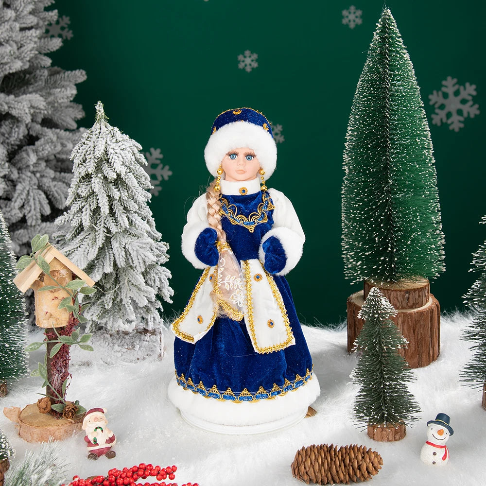 Papai Noel Grande Muñeco Cajado Azul Claro Figura do Papai Noel Ded Moroz Natalino