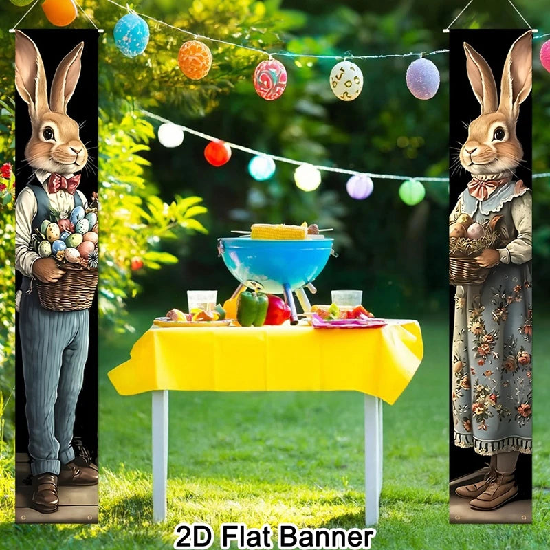 Banner de Páscoa decoração de páscoa faixa de varanda feliz Páscoa sinal de boas-vindas