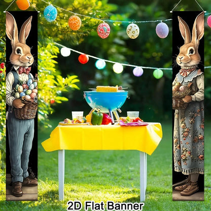 Banner de Páscoa decoração de páscoa faixa de varanda feliz Páscoa sinal de boas-vindas