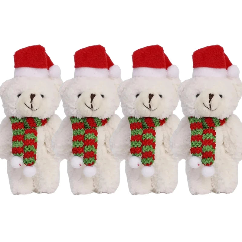 Urso De Pelúcia de Natal com Chapéu Vermelho Natal de Pelúcia Pingente de Urso Natalino