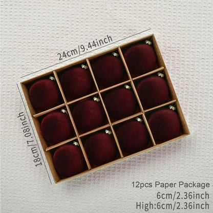 Bola de árvore de Natal reunida Veludo - 12 peças de enfeite de árvore bolas reunidas