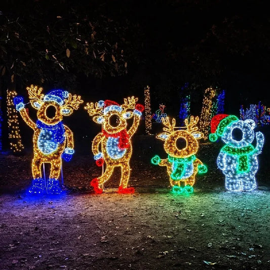 Decorações de rua de Natal Família de renas Moldura de foto 2D Motivo Luzes