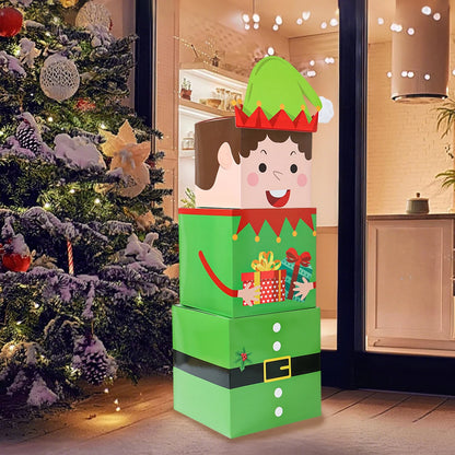 Caixas Empilhamento Feliz Natal 16 Caixas Empilháveis de Natal com Chapéus em 4 Designs
