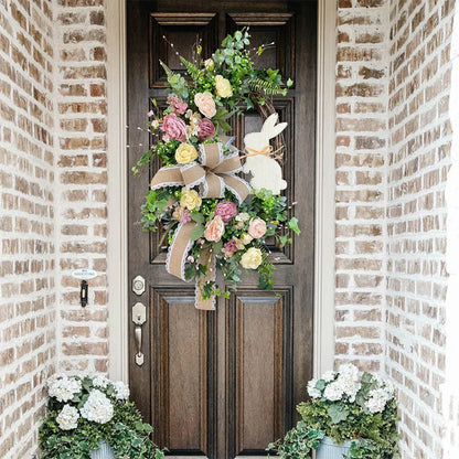 Guirlanda de decoração de páscoa para porta da frente, primavera, verão, coelhinho