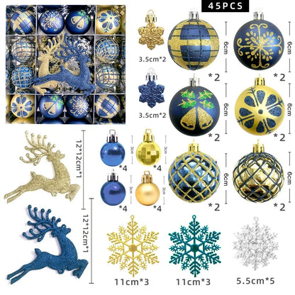 Bola de Natal Conjunto de 45 Peças de Enfeites de Bola de Natal Enfeites de Natal Variados