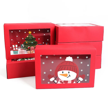 Caixa Pacote 1 Caixas de Biscoito de Natal Janela, Caixas de Presente de Papel Vermelho